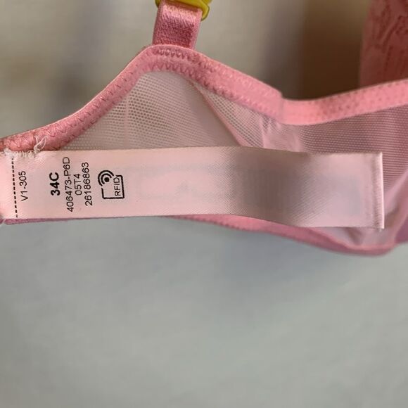 Victoria’s Secret Pink Floral Lace Sexy Lined Underwire Push-up Demi Bra Sz 34C - Picture 12 of 14